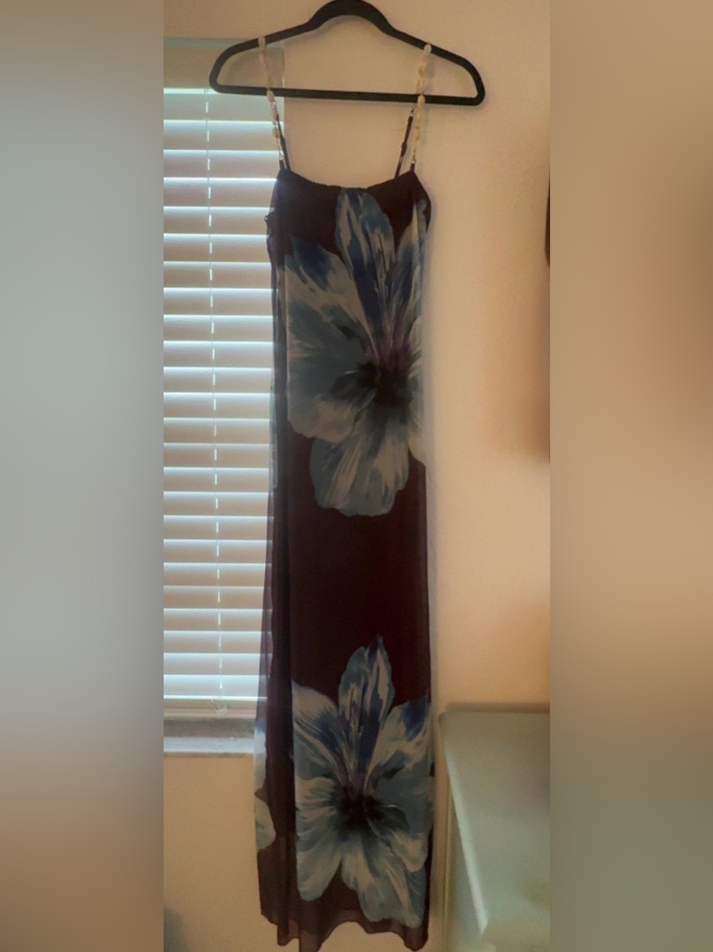 Blue Floral Brown body con maxi dress